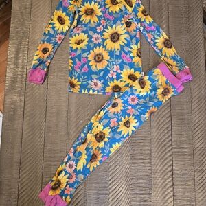 Little Sleepies Sunflower Kids Pajama Set - Blue and Pink